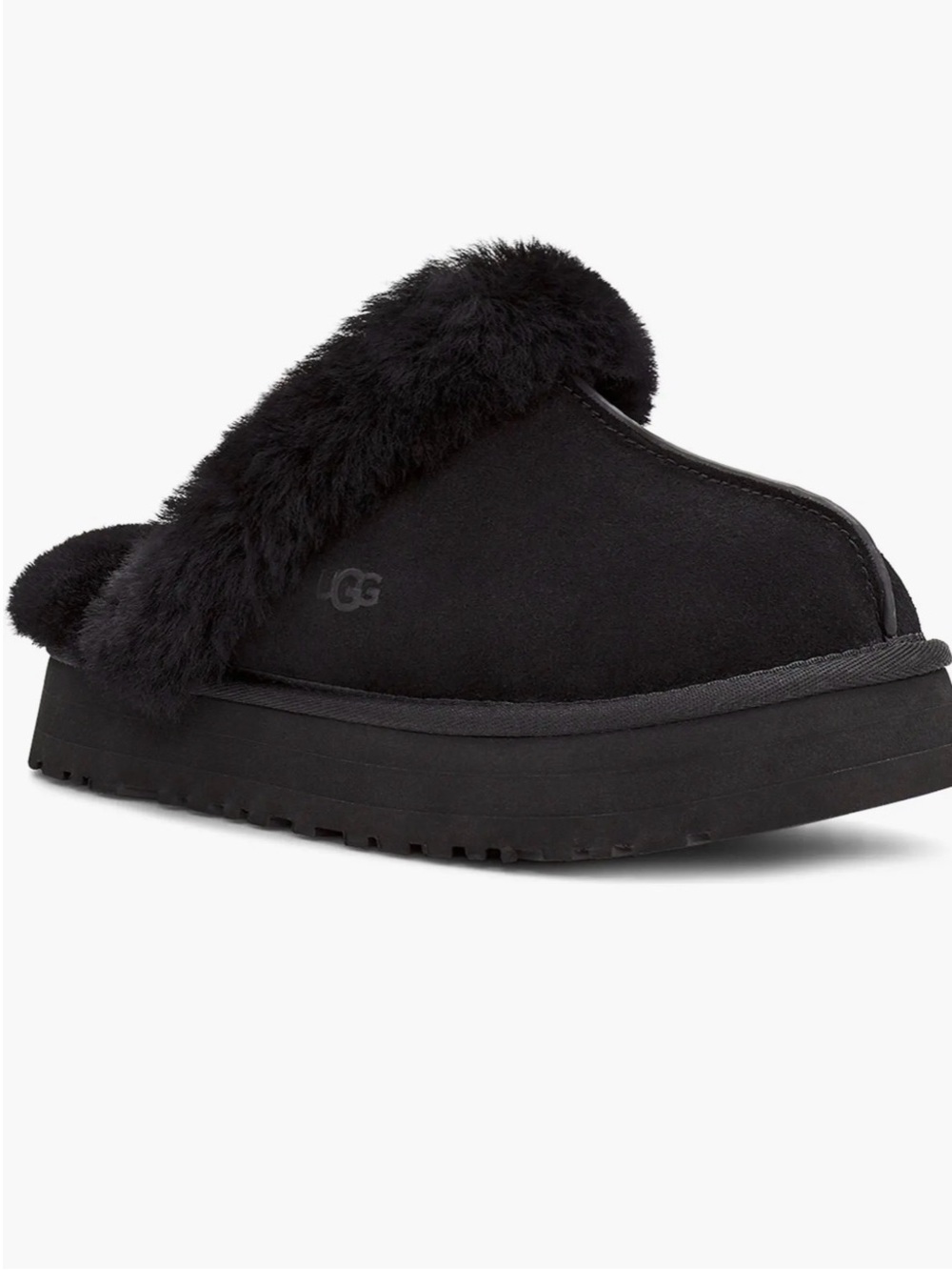 UGG Black Disquette Slip-On Platform Slippers